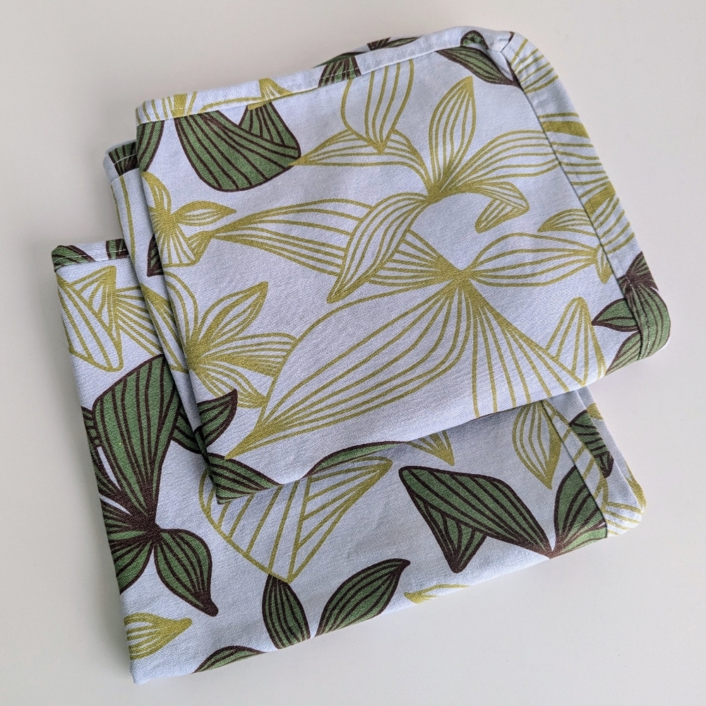 Vintage IKEA Karlstad Seat Cover Set of 2 Leaf Floral 22x18.5 x1.5 Back Cushion - Picture 1 of 12